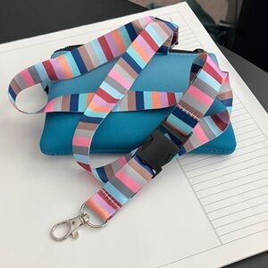 Colorful Striped detatachable lanyard with small bag
